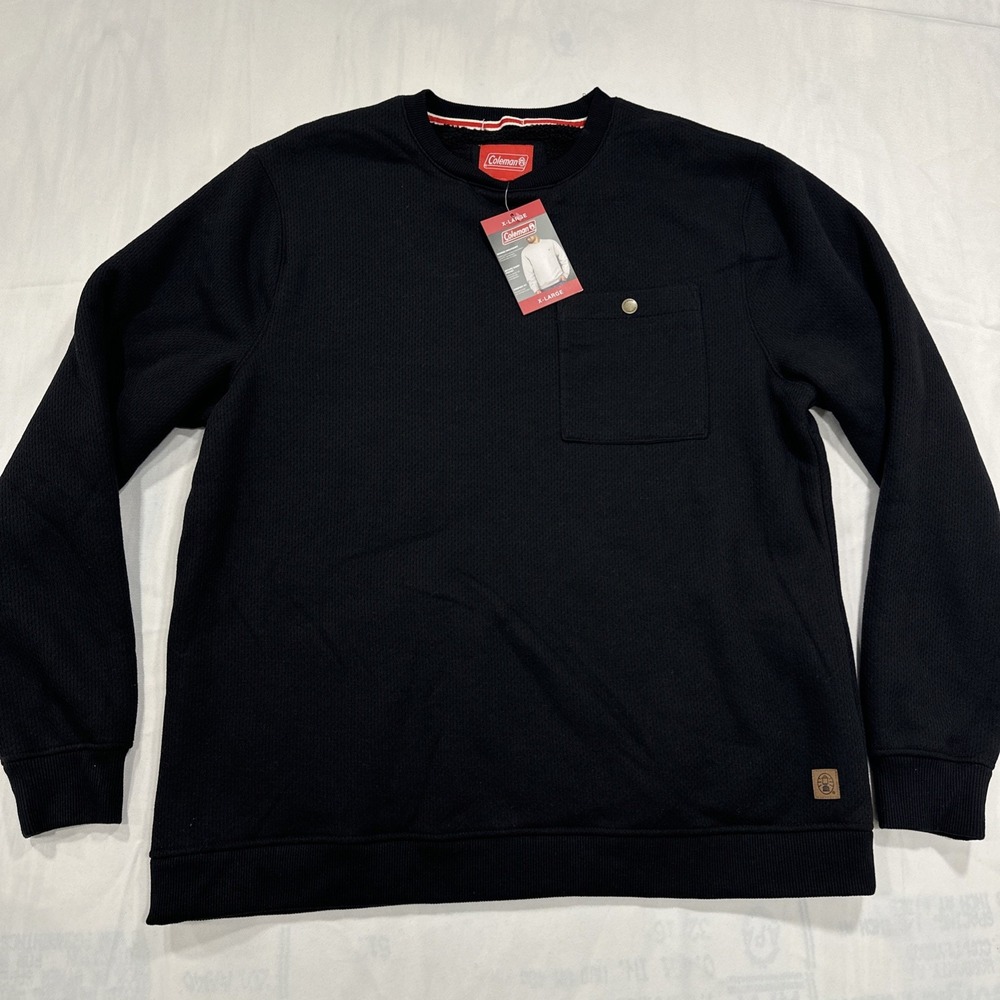 COLEMAN Bonded Sweatshirt Mens XL Sherpa Lined Snap Pocket Black Pullover